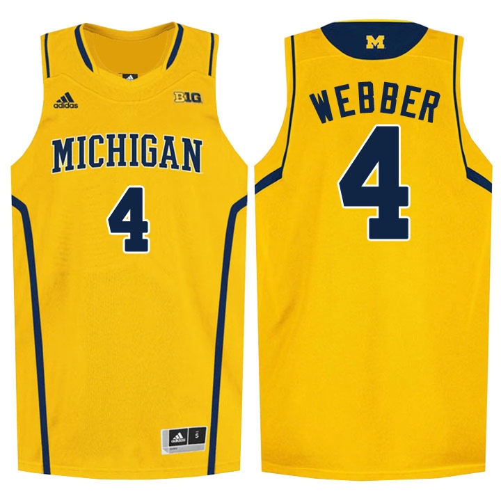 Michigan Wolverines Men's NCAA Chris Webber #4 Yellow High-School NBA Player College Basketball Jersey ZJH6249MW